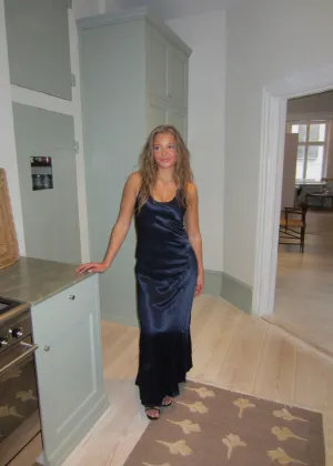 Jeanne satin dress - Navy