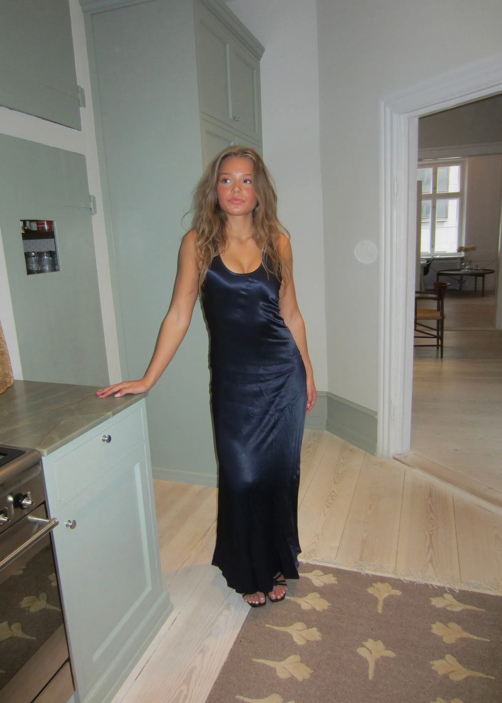 Jeanne satin dress - Navy
