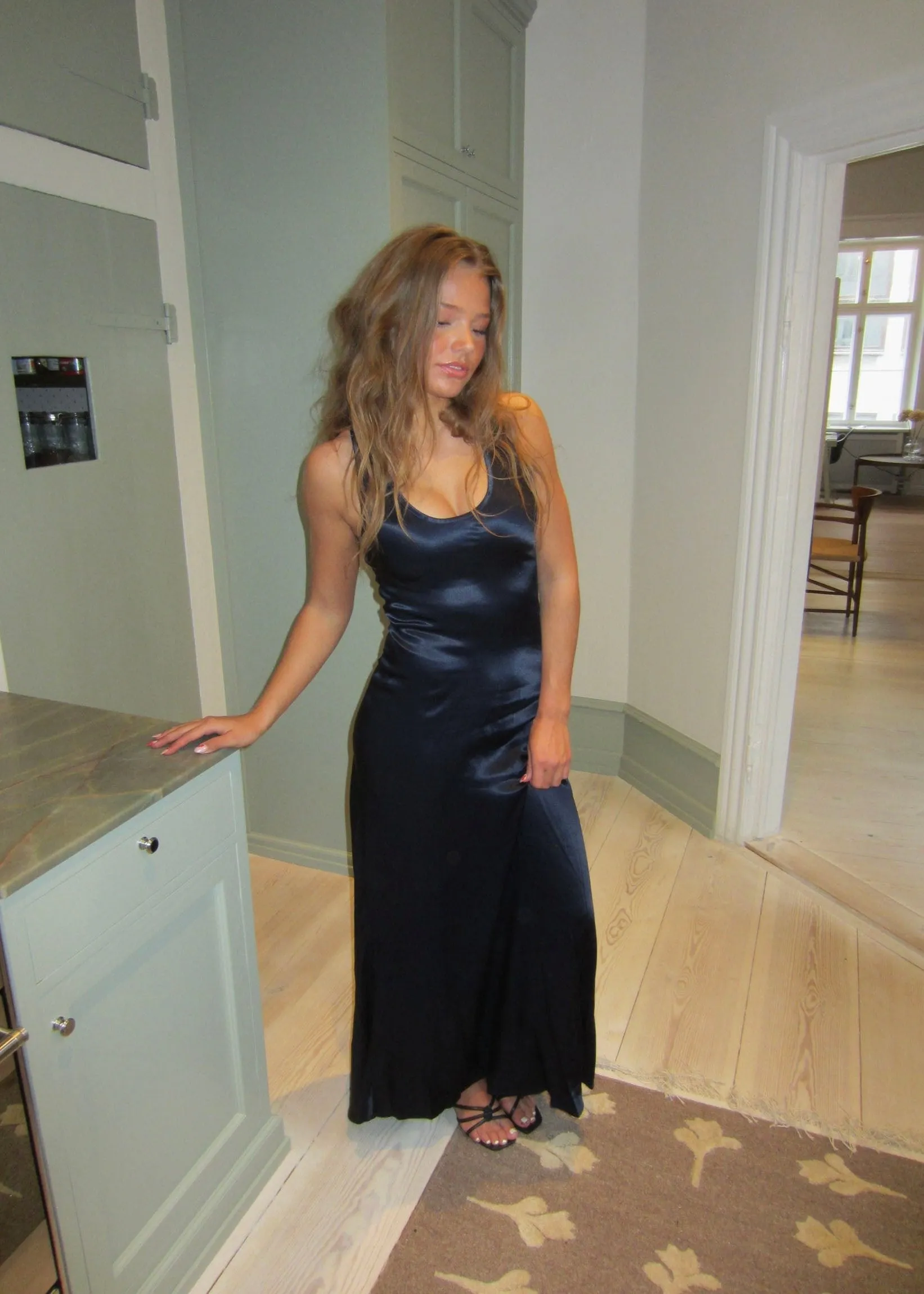 Jeanne satin dress - Navy