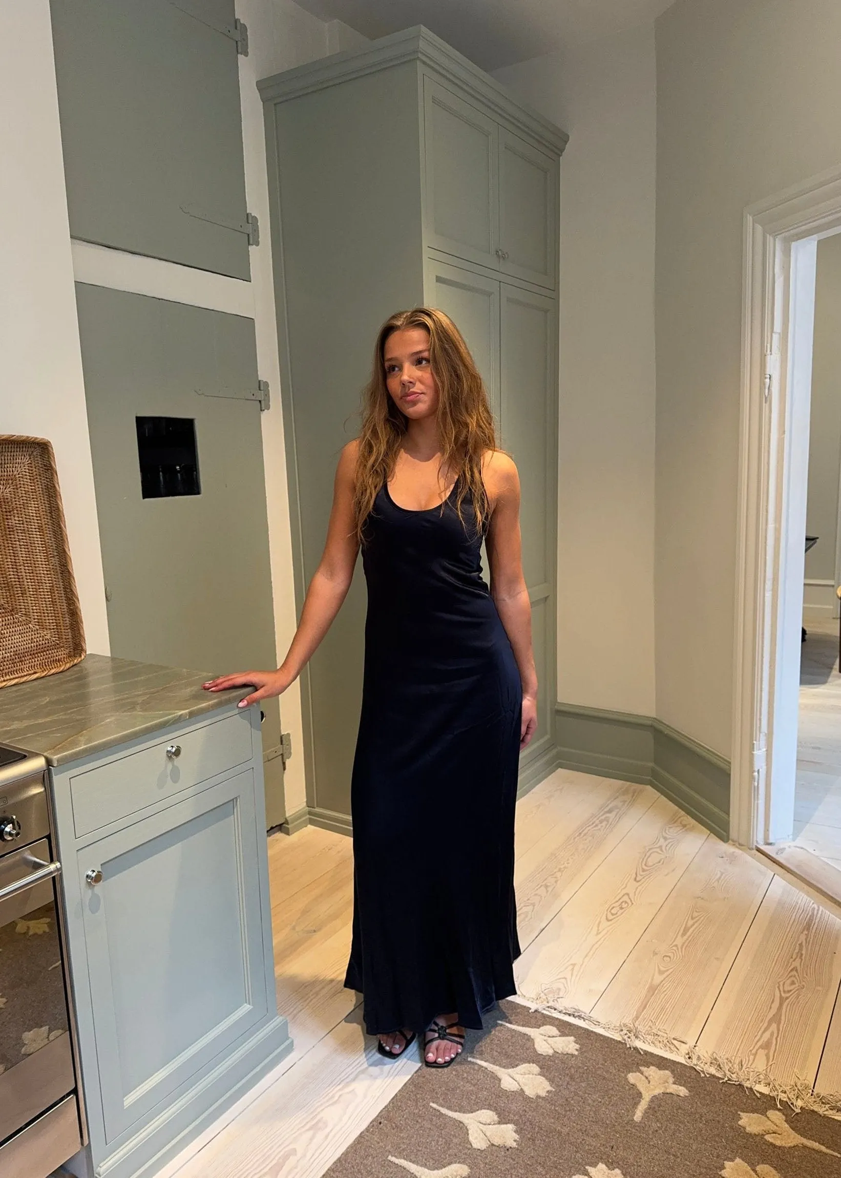 Jeanne satin dress - Navy