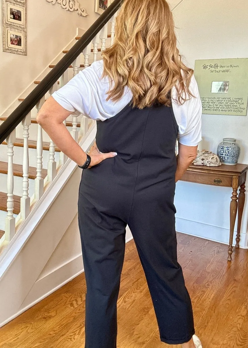 Julia Spaghetti Strap Pocketed Jumpsuit - Black | Zenana