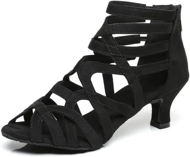 JUODVMP Women's Dance High Heels Open Toe Latin Salsa Tango Practice Ballroom Dance Shoes Model YCL543