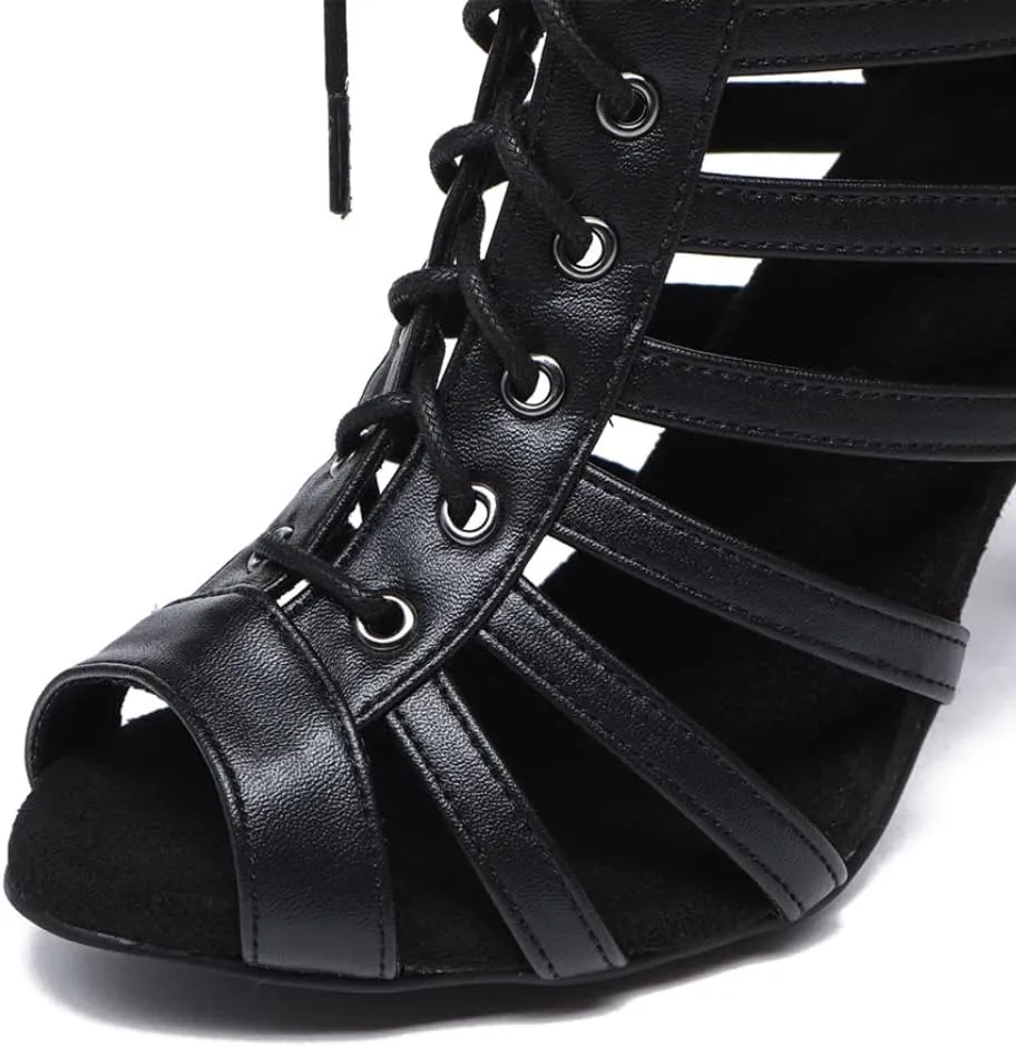 JUODVMP Women's Dance High Heels Open Toe Latin Salsa Tango Practice Ballroom Dance Shoes Model YCL543
