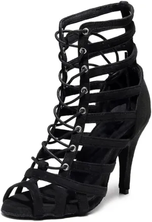 JUODVMP Women's Dance High Heels Open Toe Latin Salsa Tango Practice Ballroom Dance Shoes Model YCL543