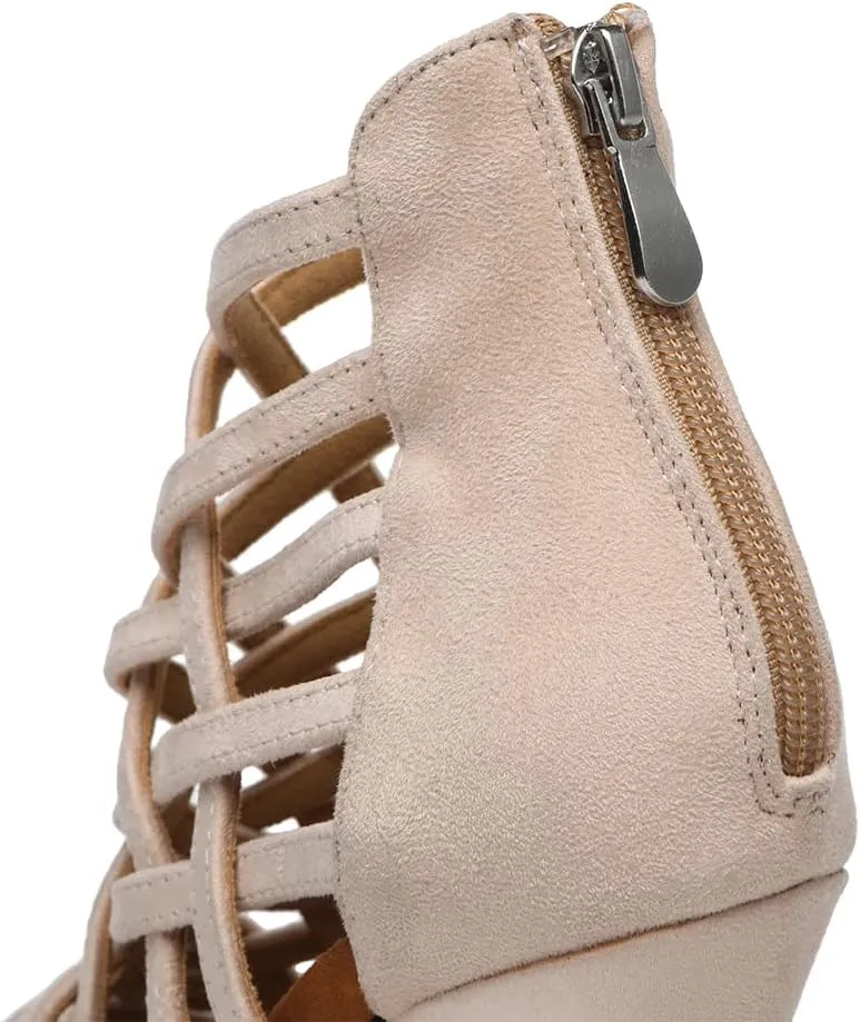 JUODVMP Women's Dance High Heels Open Toe Latin Salsa Tango Practice Ballroom Dance Shoes Model YCL543