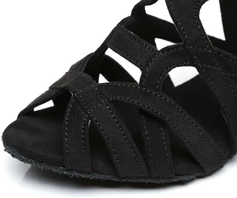 JUODVMP Women's Dance High Heels Open Toe Latin Salsa Tango Practice Ballroom Dance Shoes Model YCL543