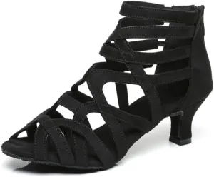 JUODVMP Women's Dance High Heels Open Toe Latin Salsa Tango Practice Ballroom Dance Shoes Model YCL543