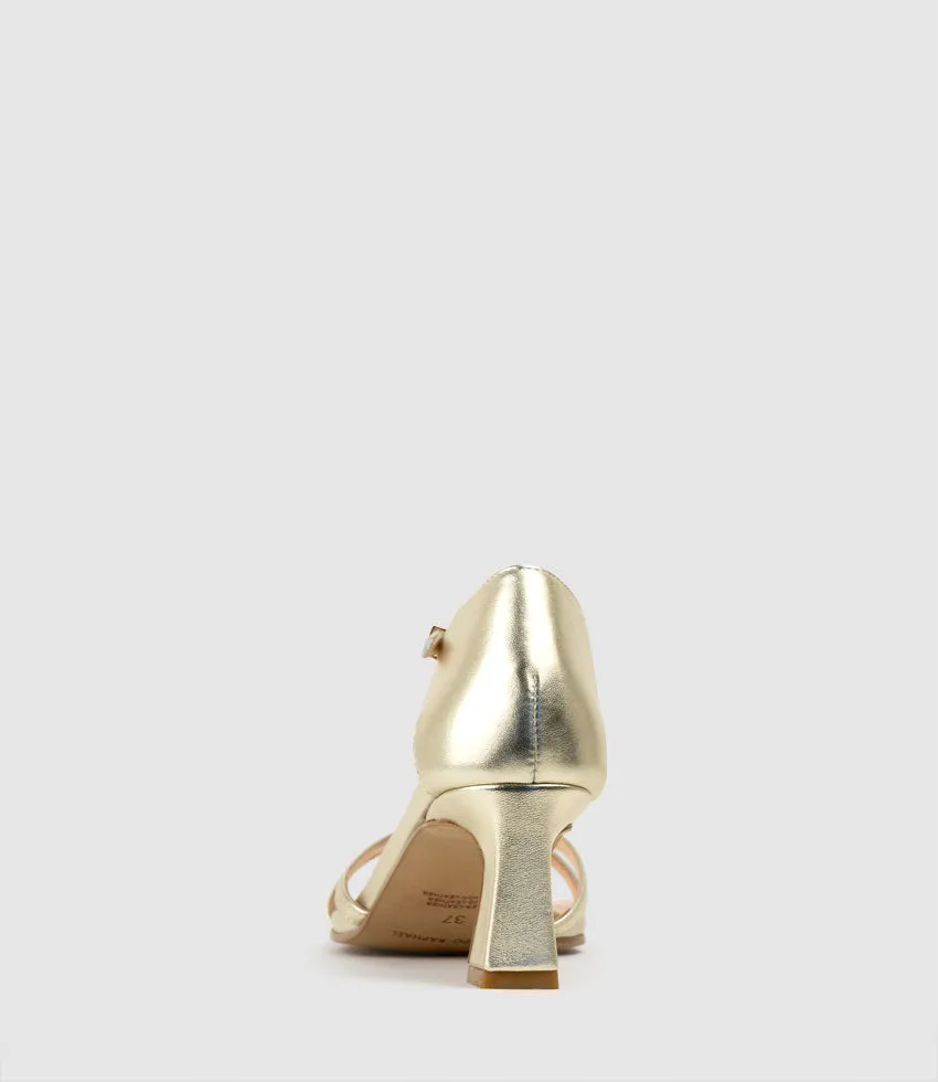 KATE60 Square Toe Sandal in Pale Gold