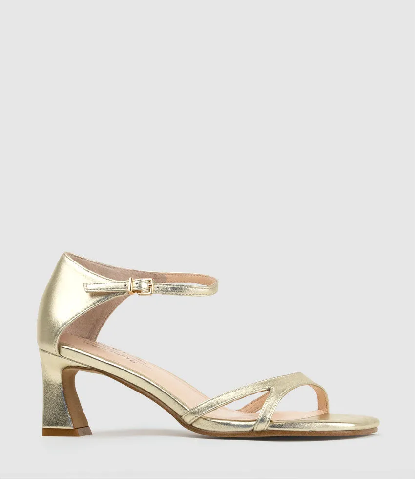 KATE60 Square Toe Sandal in Pale Gold