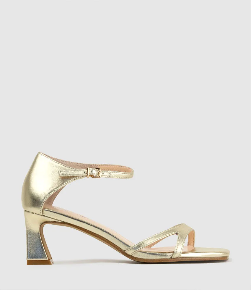 KATE60 Square Toe Sandal in Pale Gold