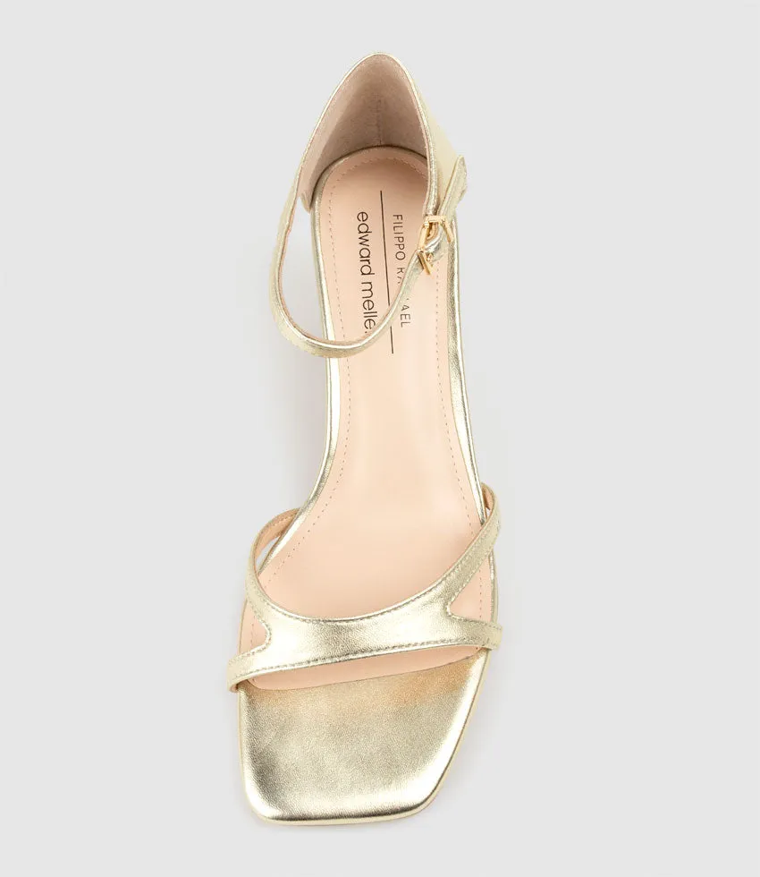 KATE60 Square Toe Sandal in Pale Gold