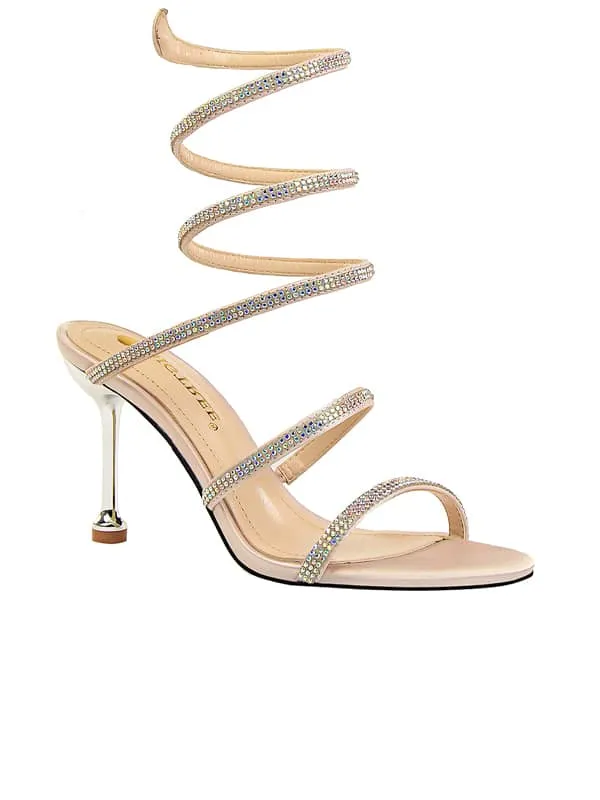 Lace Up Rhinestone Stiletto&Sandals