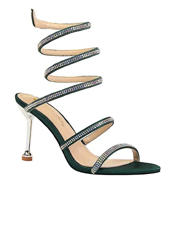 Lace Up Rhinestone Stiletto&Sandals