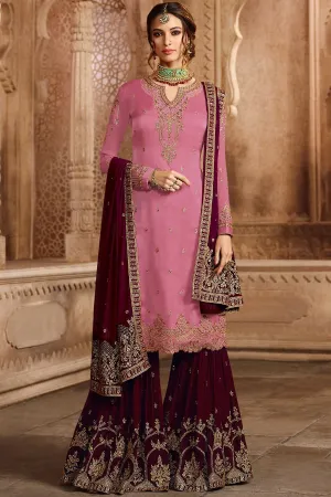 Lavender and Wine Georgette Palazzo Suit