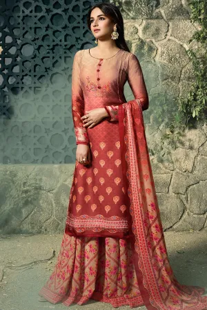 Maroon Dual Tone Georgette Sharara Suit