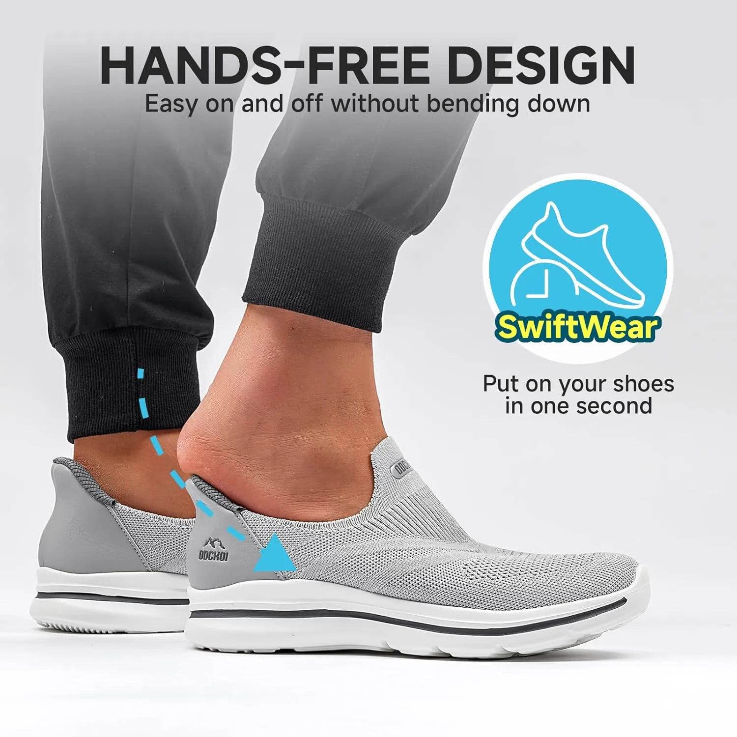 Men's Hands-Free Slip On Sneakers | Laceless Walking Shoes for Gym/Travel/Office