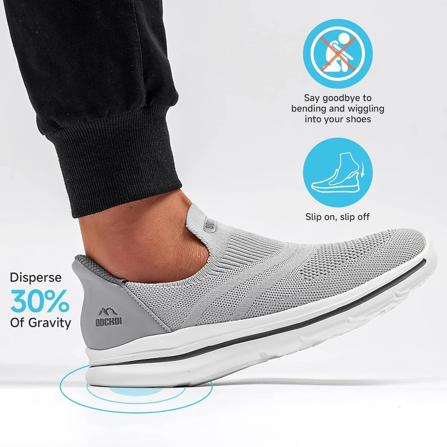 Men's Hands-Free Slip On Sneakers | Laceless Walking Shoes for Gym/Travel/Office