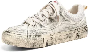 Men's Low Top Lace Up Platform Fashion Sneakers Retro Stylish Casual Round Toe Walking Skateboard Shoes Street Sneakers