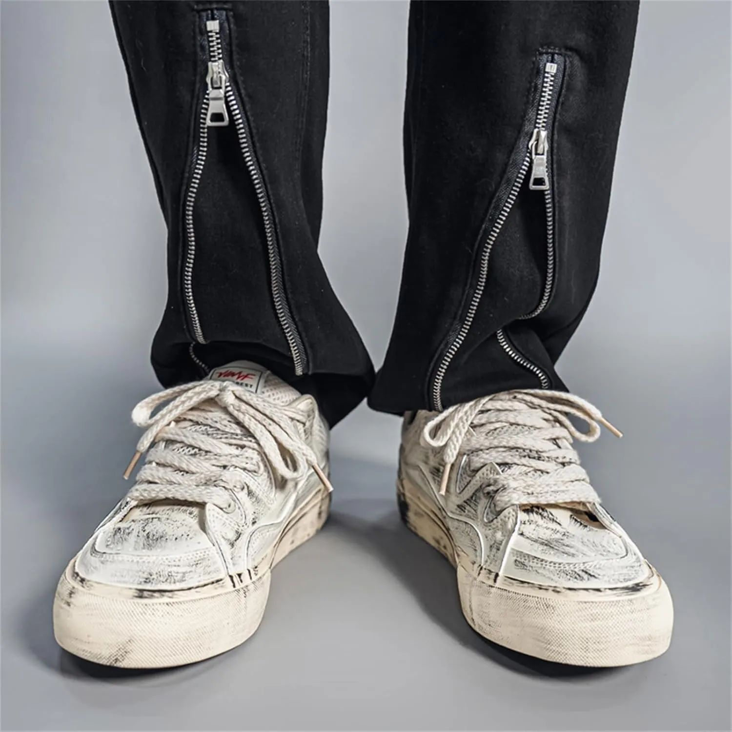 Men's Low Top Lace Up Platform Fashion Sneakers Retro Stylish Casual Round Toe Walking Skateboard Shoes Street Sneakers