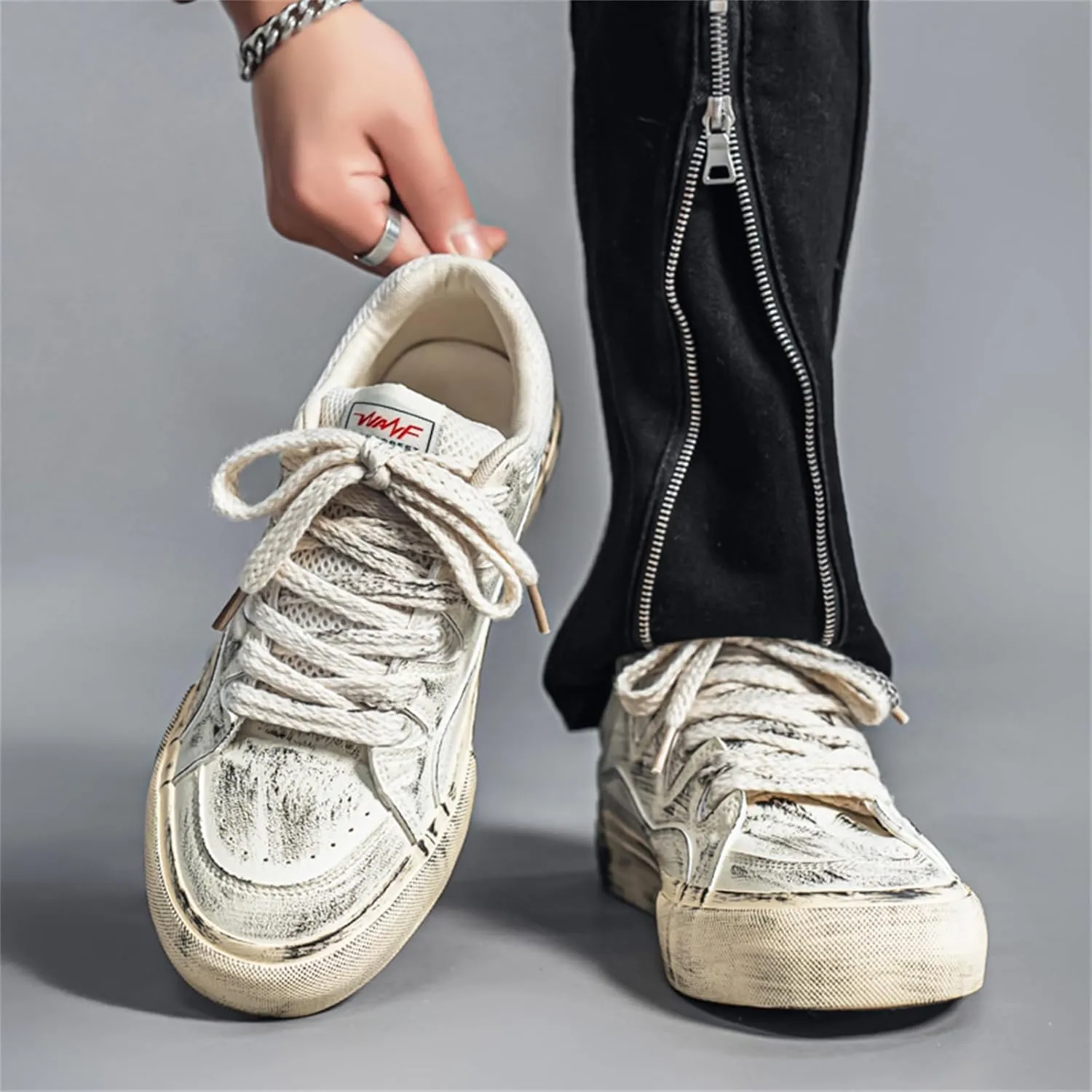 Men's Low Top Lace Up Platform Fashion Sneakers Retro Stylish Casual Round Toe Walking Skateboard Shoes Street Sneakers