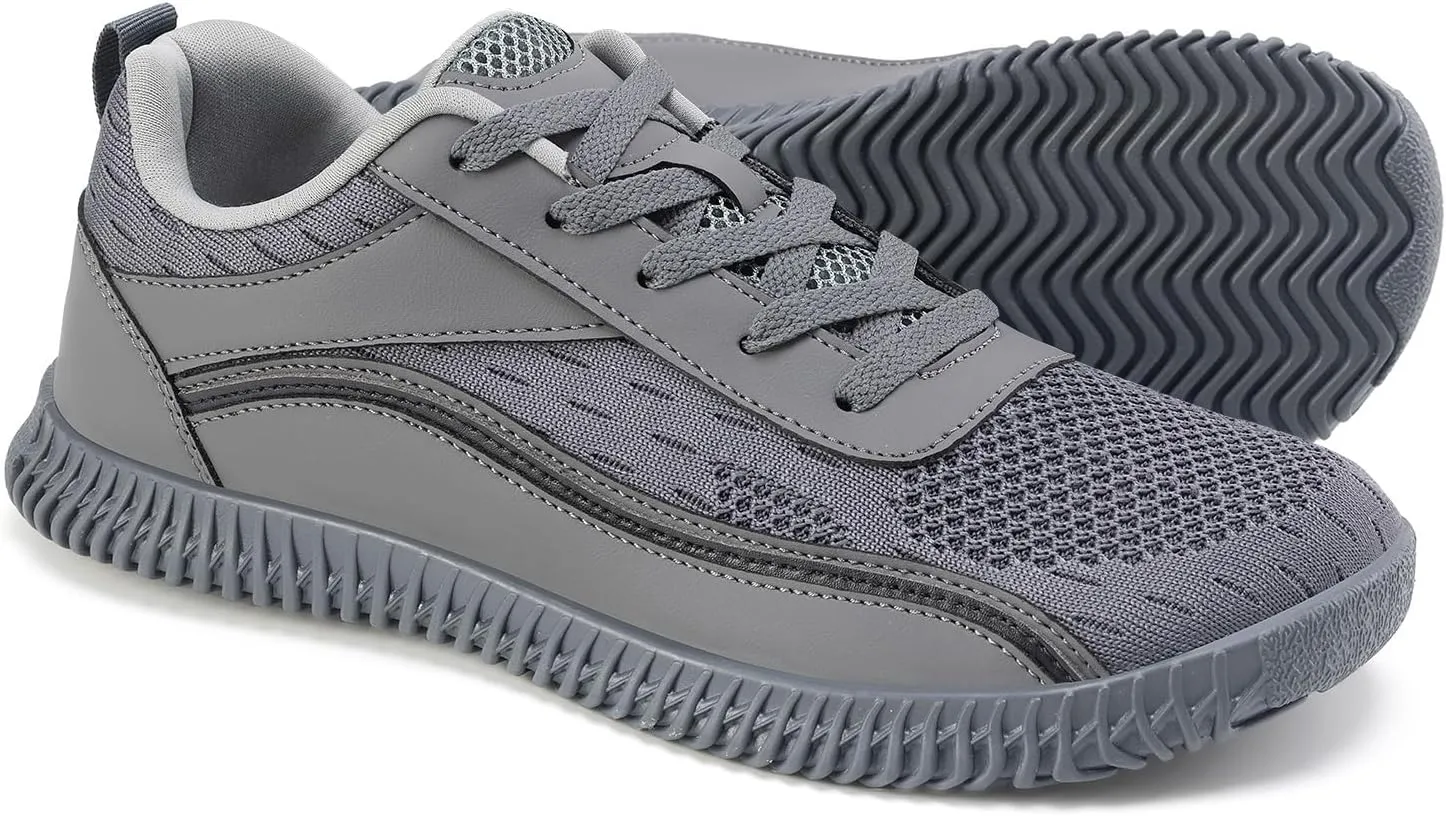 Men's Wide Width Sneakers, Extra Wide Toe Box, Minimalist Barefoot Trail-Running Gym Cross Trainer Shoes, White, Wide