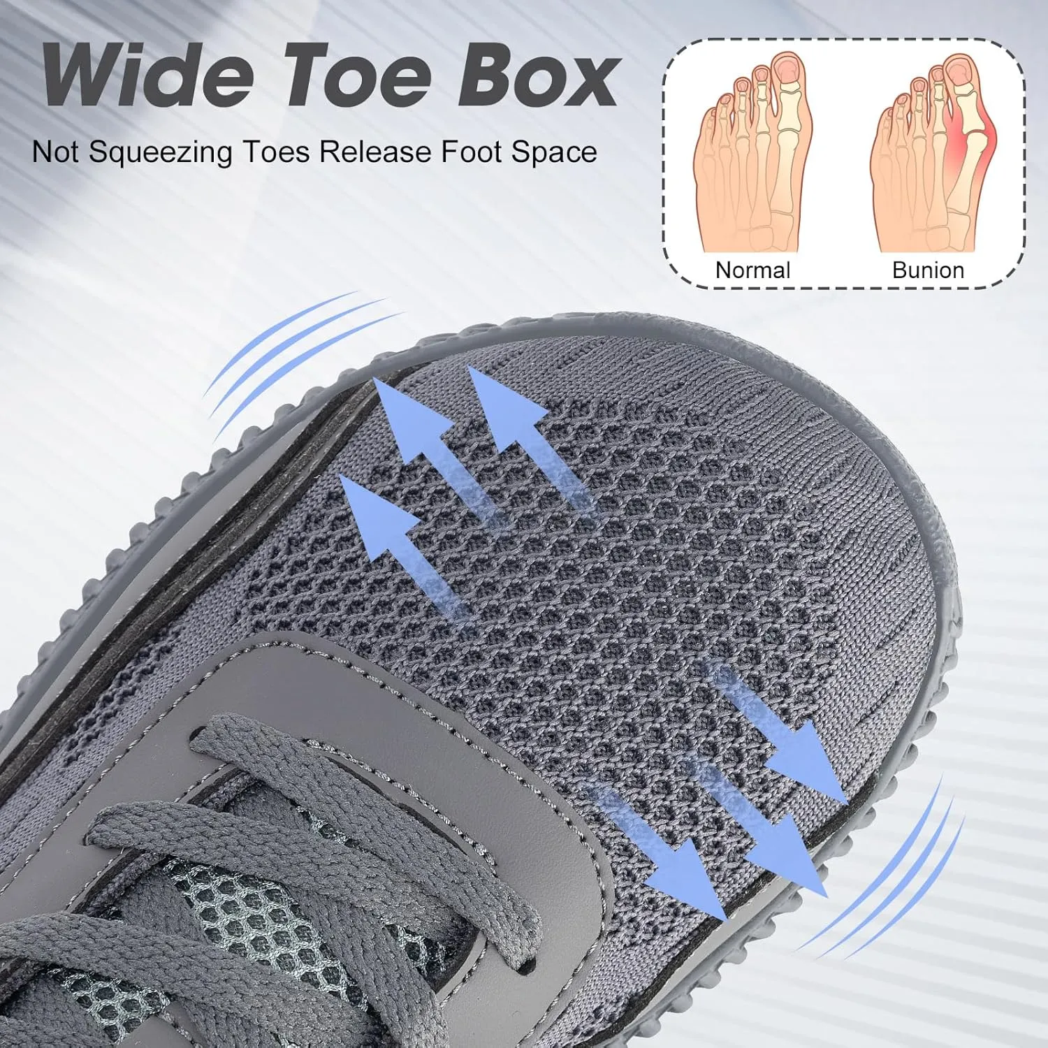 Men's Wide Width Sneakers, Extra Wide Toe Box, Minimalist Barefoot Trail-Running Gym Cross Trainer Shoes, White, Wide
