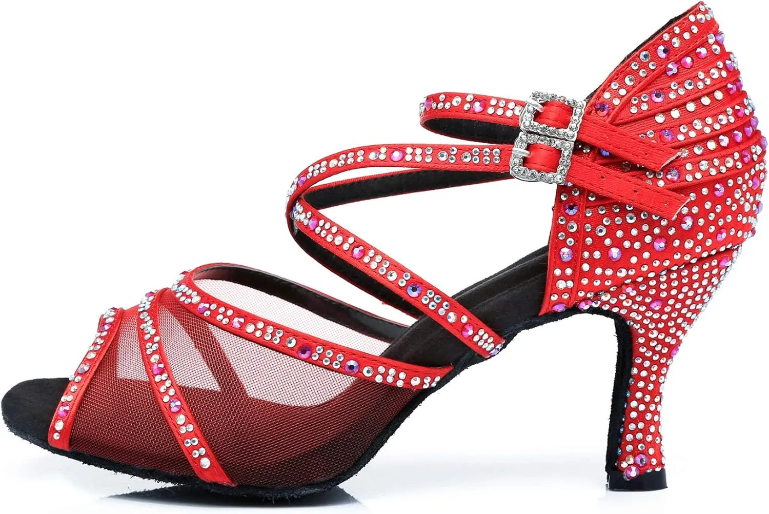 Minishion Crystals Dancing Sandals Ankle Strap Women's Dance Shoes L374