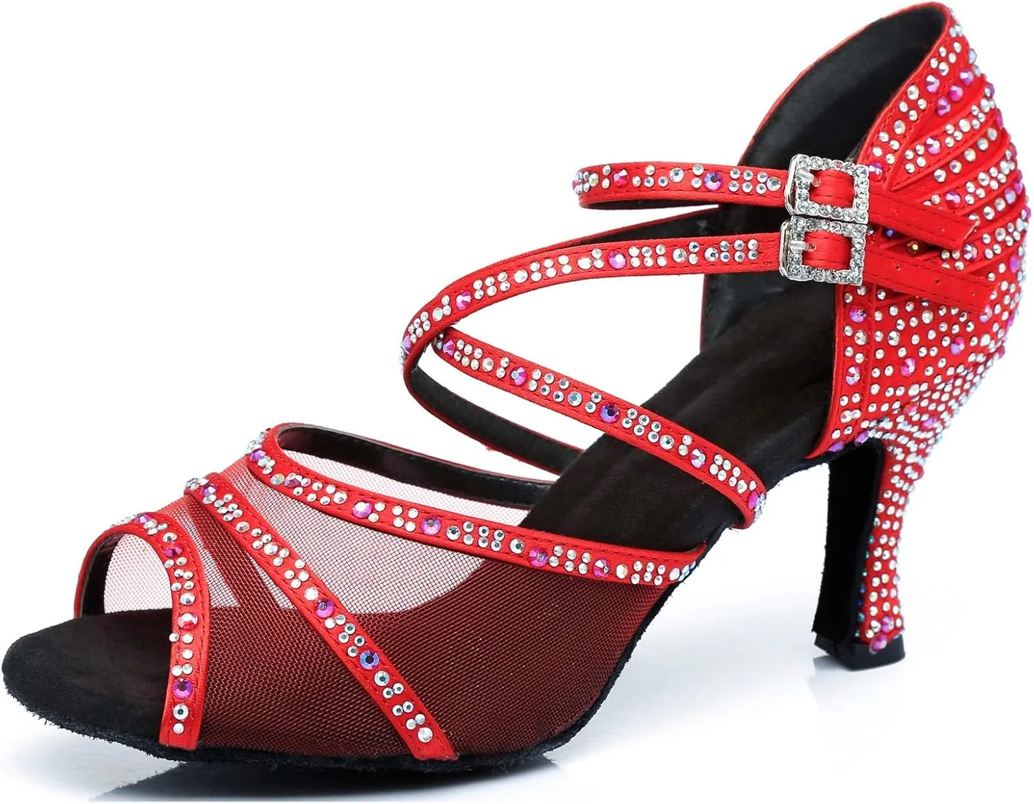 Minishion Crystals Dancing Sandals Ankle Strap Women's Dance Shoes L374