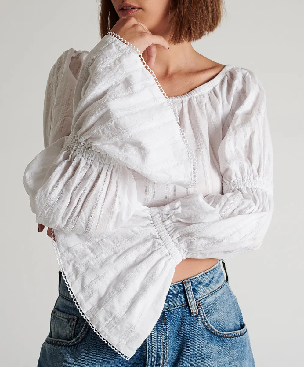 OneTeaspoon WOMENS SUMMER NIGHTS  LONG SLEEVE CROP TOP - WHITE