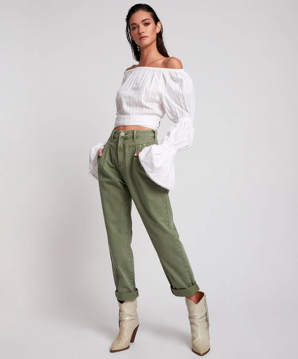 OneTeaspoon WOMENS SUMMER NIGHTS  LONG SLEEVE CROP TOP - WHITE