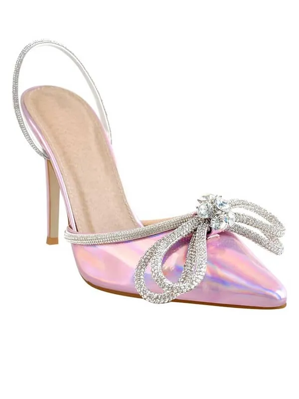 Pointed Toe Rhinestone Bow Sandal