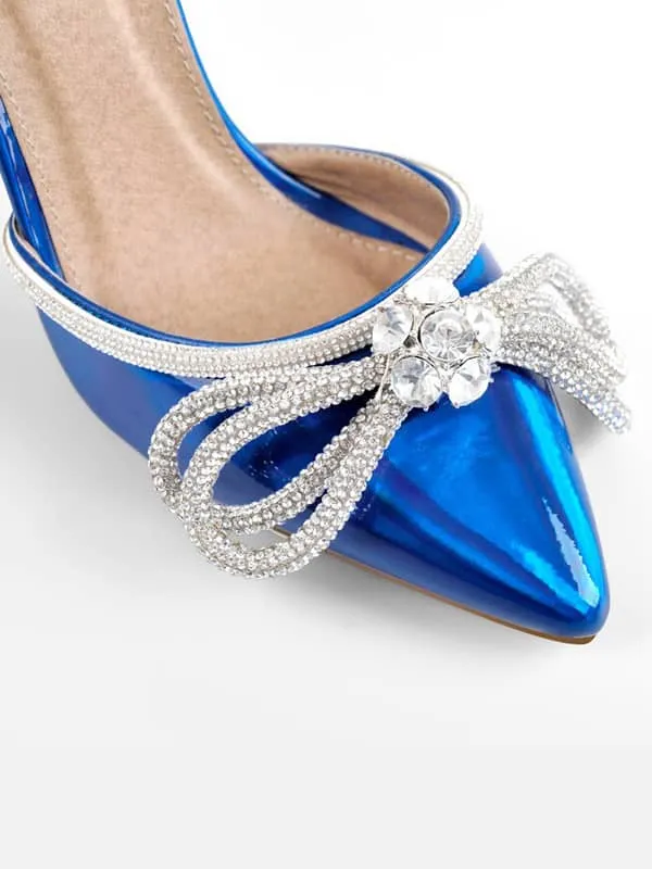 Pointed Toe Rhinestone Bow Sandal