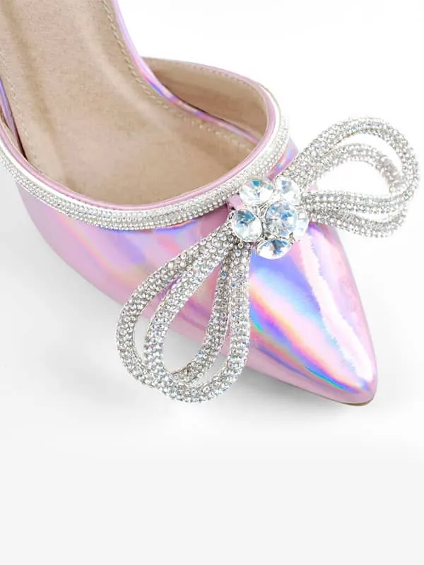 Pointed Toe Rhinestone Bow Sandal