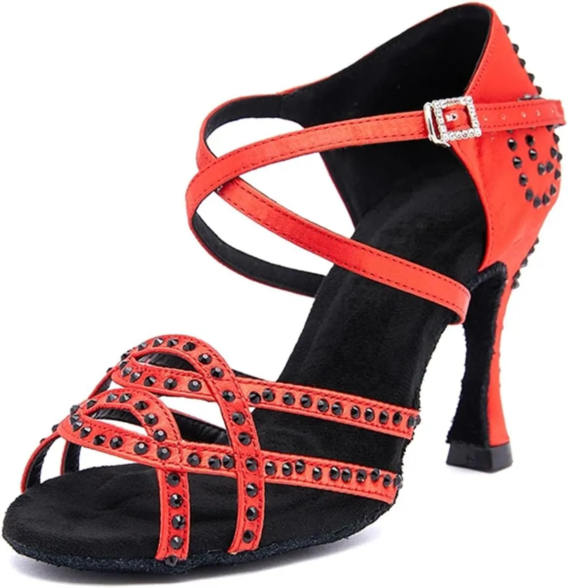 Red Latex Dance Sandals - Ballroom Party Heels with Soft Sole (9CM/3.54")