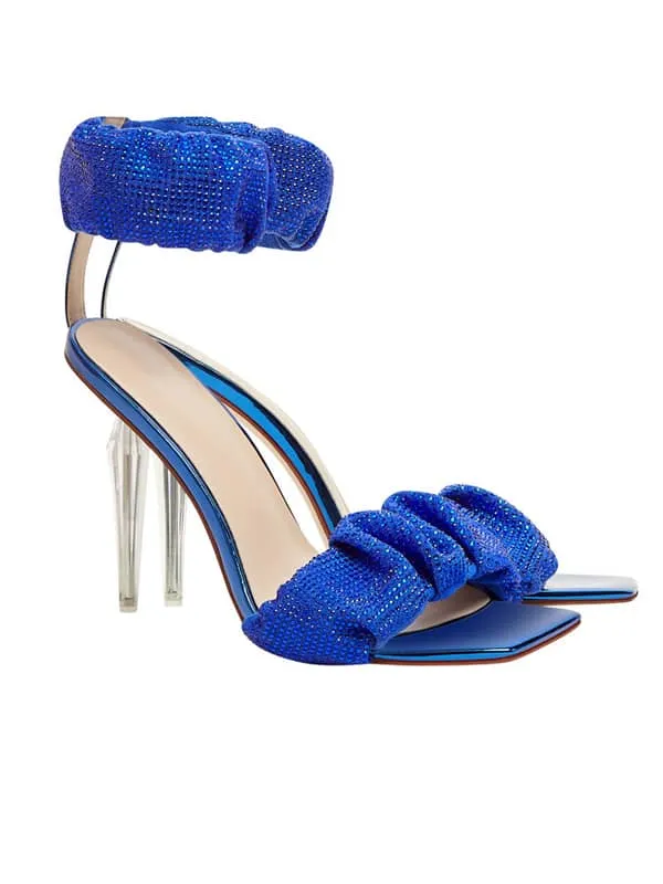 Rhinestone Square Toe Stiletto Sandal