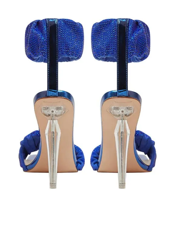 Rhinestone Square Toe Stiletto Sandal