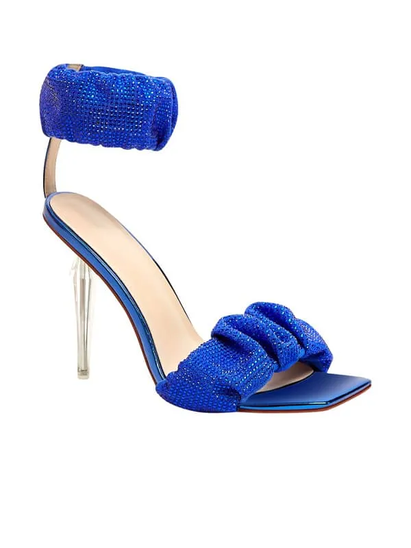 Rhinestone Square Toe Stiletto Sandal