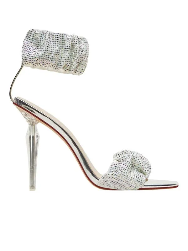 Rhinestone Square Toe Stiletto Sandal