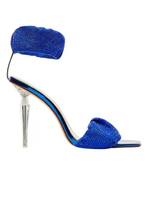 Rhinestone Square Toe Stiletto Sandal
