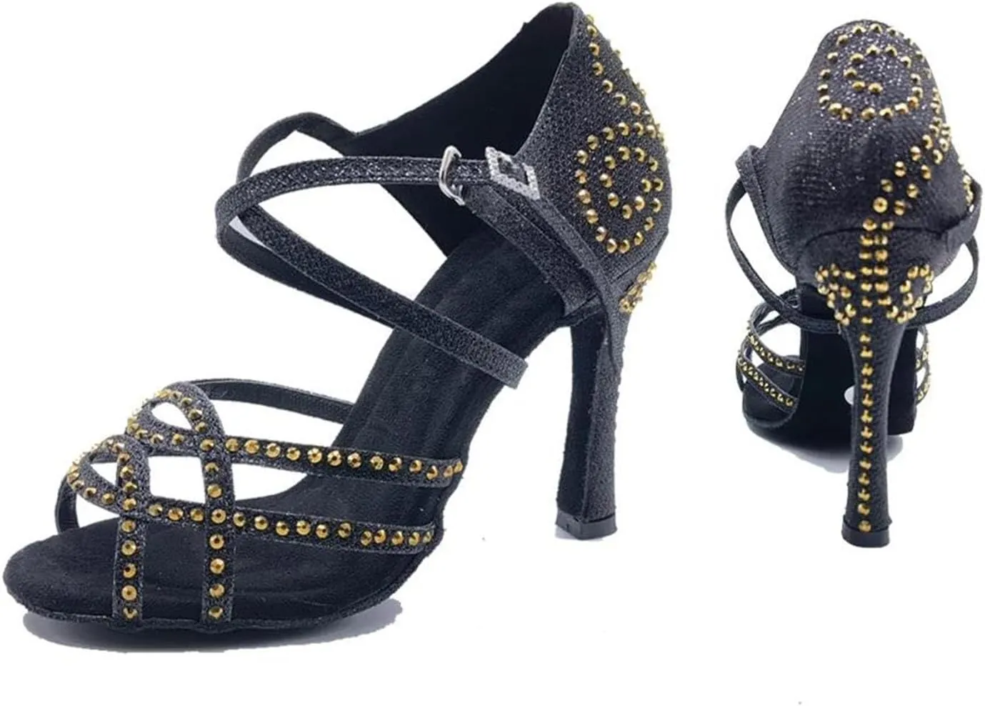 Shining Satin Dance Shoes - Soft Bottom Ballroom Wedding Sandals (9CM/3.54")