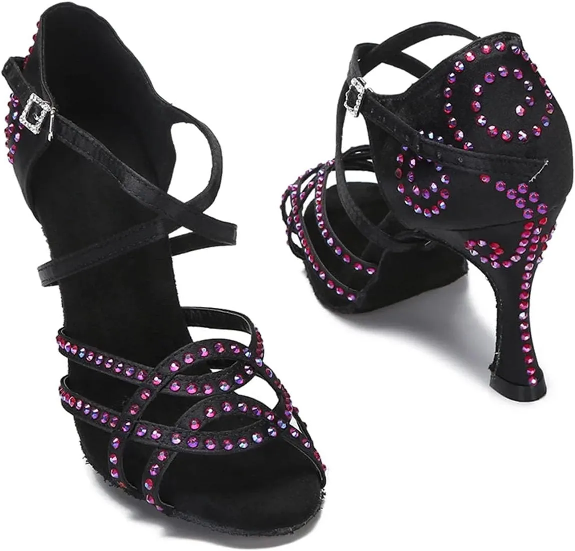 Shining Satin Dance Shoes - Soft Bottom Ballroom Wedding Sandals (9CM/3.54")