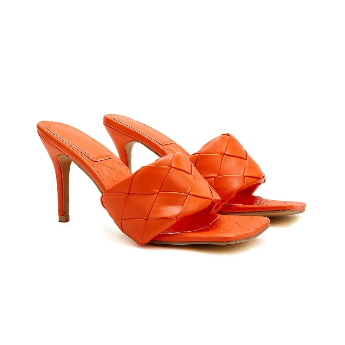Sohiwoo Women Square Toe Stilettos High Heels Slip on Mule Sandals