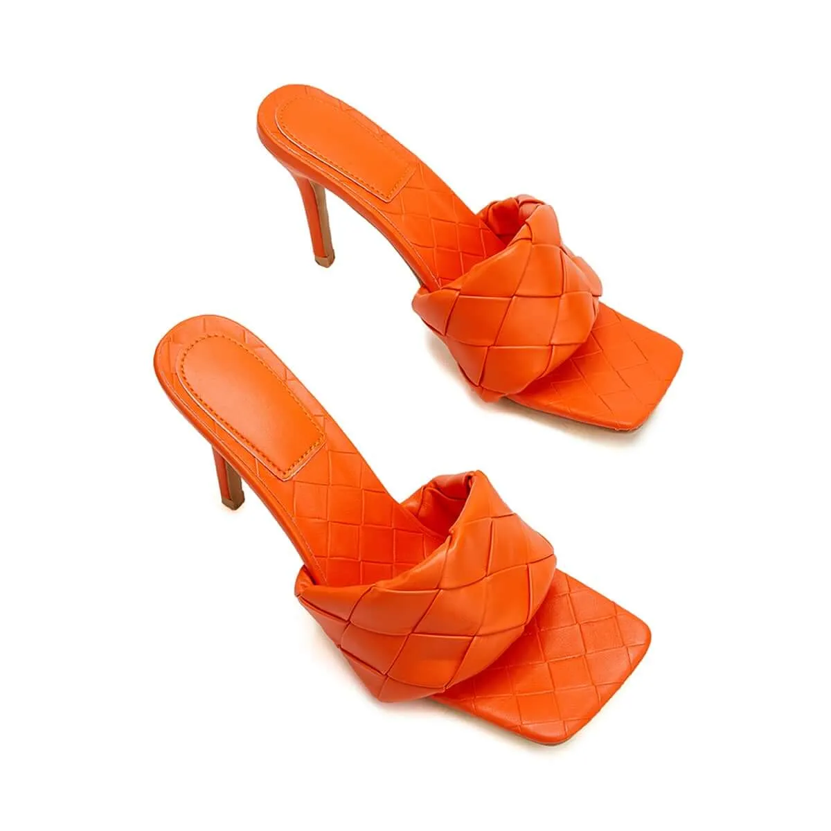 Sohiwoo Women Square Toe Stilettos High Heels Slip on Mule Sandals