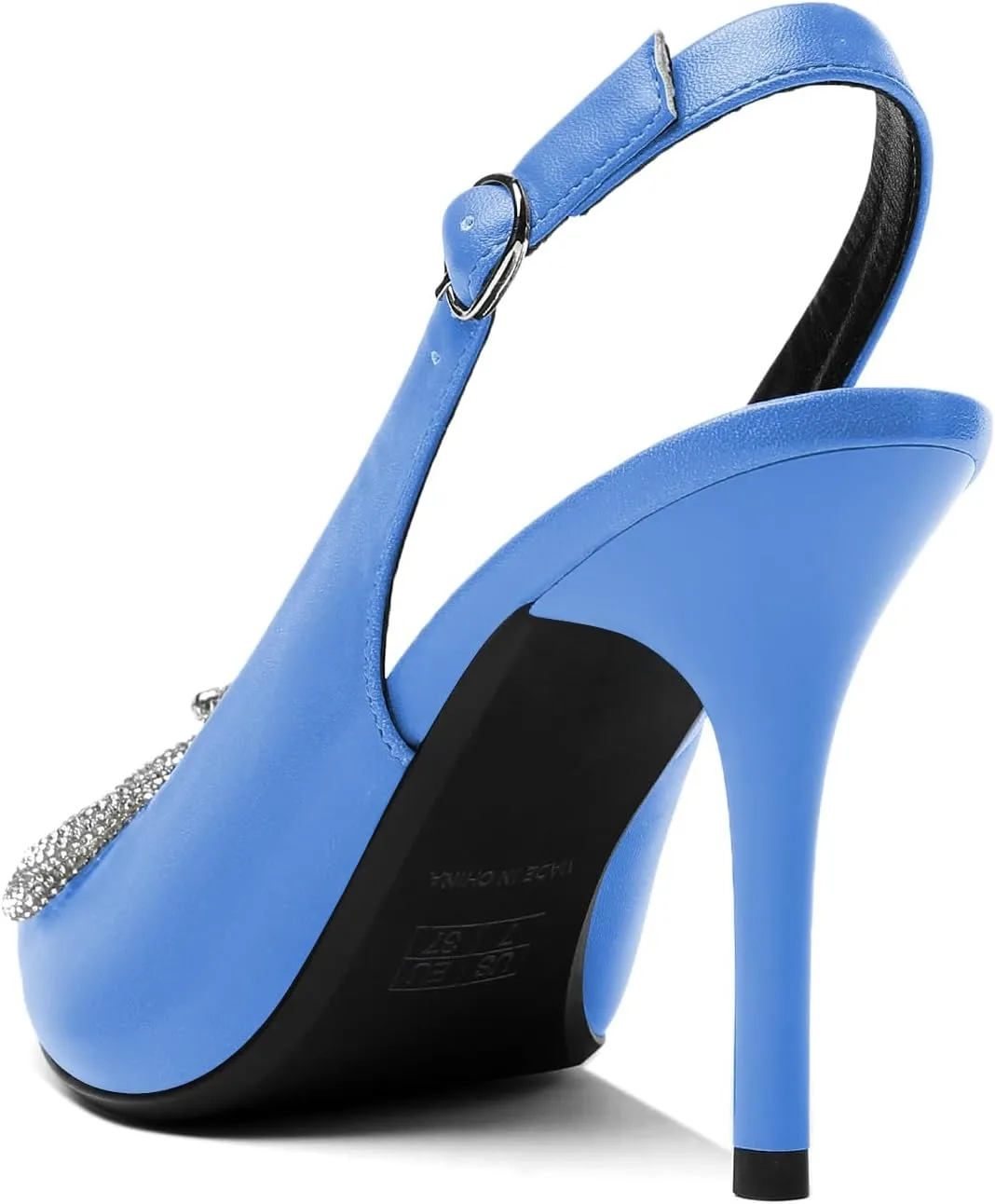 Soireelady Women's Slingback High Heels Rhinestones Bow Closed pointed Toe Ankle Strap Slim Thin Heel Pumps for Wedding Evening Party Dress Shoes 3.5 Inches