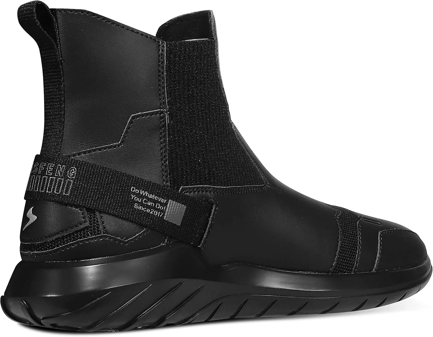 Soulsfeng Fashion High Top Sneakers Reflective Shoes Leather Splicing Lightweight Non Slip Walking Shoes