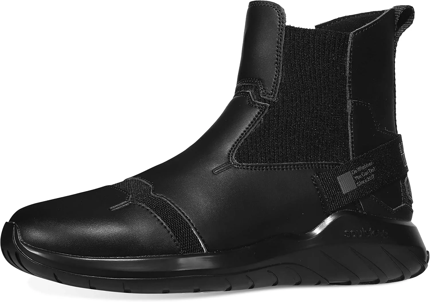 Soulsfeng Fashion High Top Sneakers Reflective Shoes Leather Splicing Lightweight Non Slip Walking Shoes