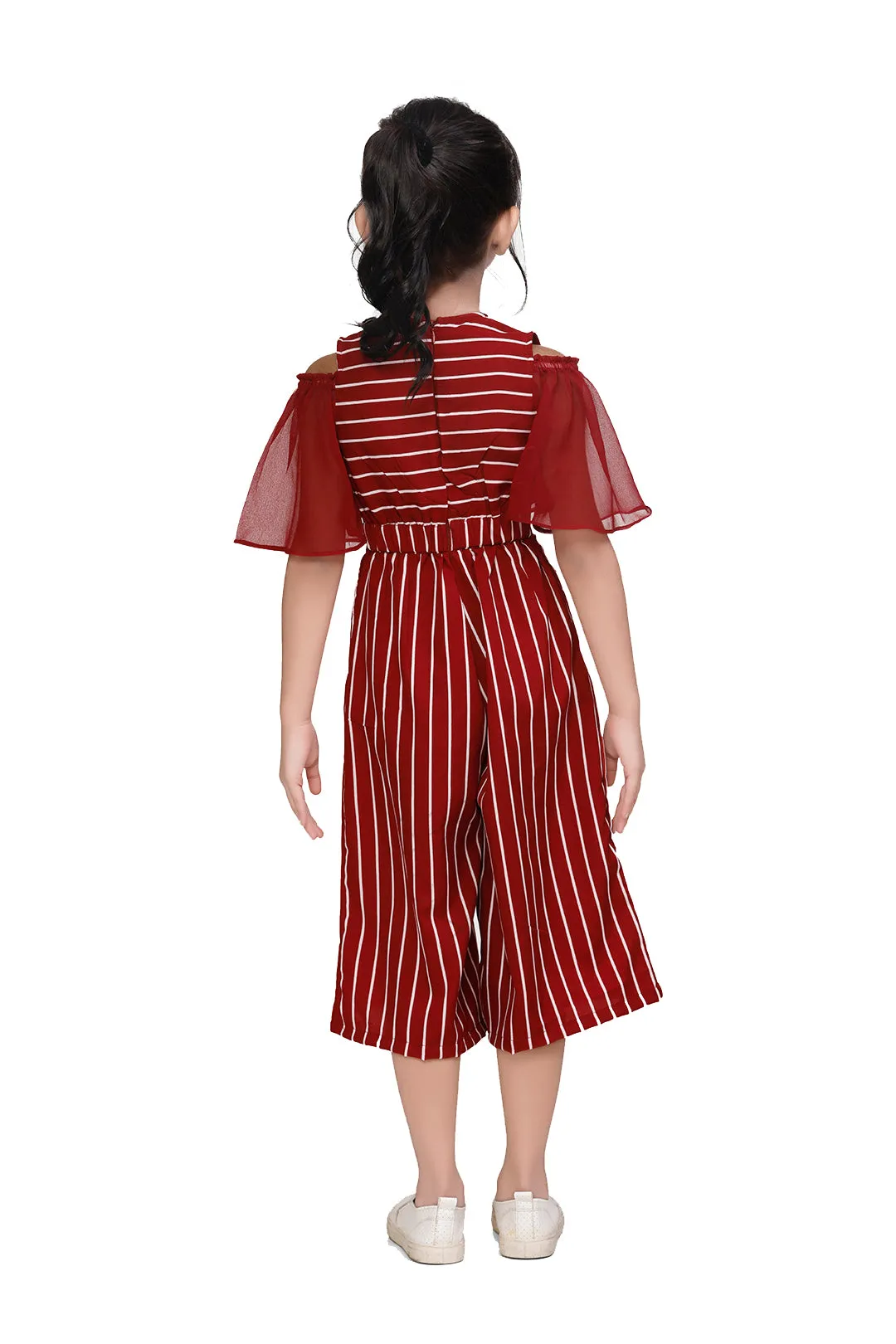 Striped Maroon Flared Jumpsuit