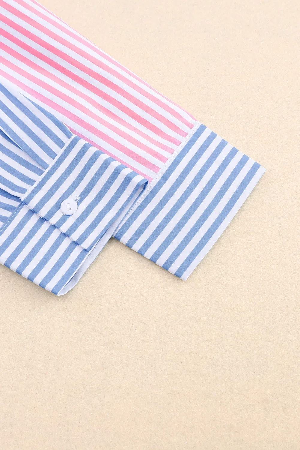 Striped Two-Tone Casual Resort Blouse