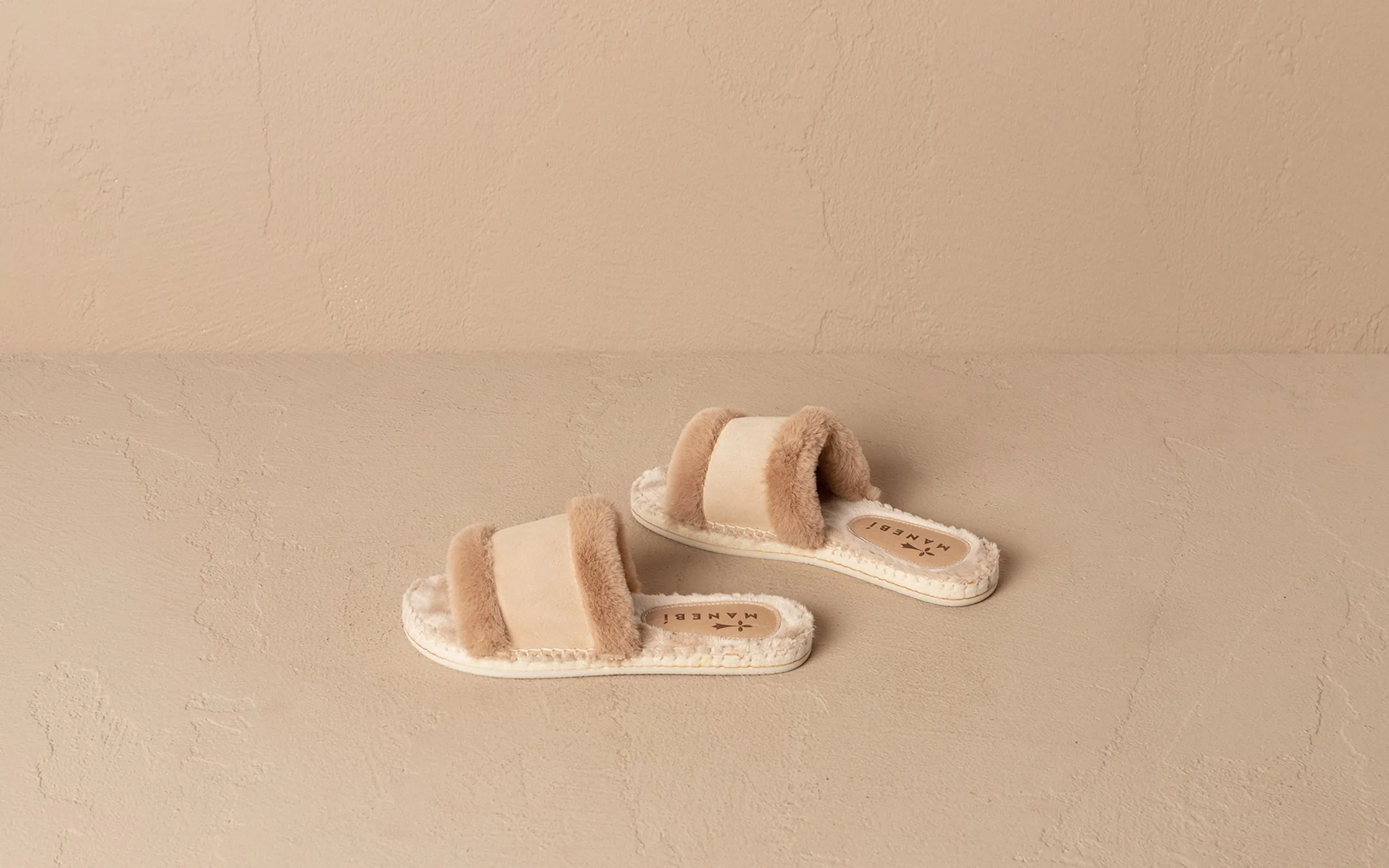 Suede With Faux Fur Flat Sandals - K11JF - Cortina Champagne Beige