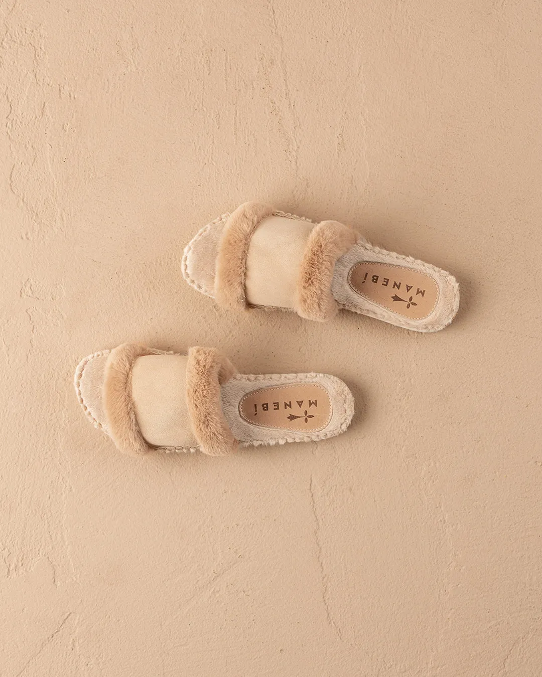 Suede With Faux Fur Flat Sandals - K11JF - Cortina Champagne Beige